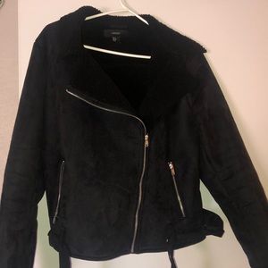 Black velvet puff coat
